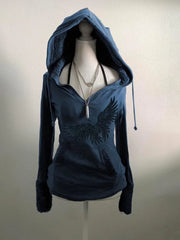 Lunivop Korean Hooded Pullovers Women Vintage Print Harajuku Casual Sweatshirts Y2k Aesthetic Streetwear Grunge Hoodies Autumn Moletom