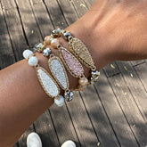 Lunivop Trendy Vintage Colorful Water Drop Crystal Beaded Bracelet for Women Glossy Golden Copper Bead Cool Personality Party Jewelry