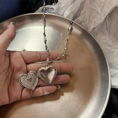 Lunivop Gothic Red Peach Heart Pendant Necklace For Women Girls Sliver Ghost Claw Love Short Choker PunkClavicle Chain Gifts