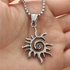 Lunivop Fashion Creative Sun Flame Pendant Necklace Punk Hip Hop Retro Hipster Men's Hollowed Out Stainless Steel Necklace Jewelry Gift