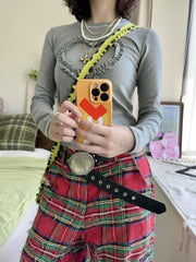 Lunivop Heart Folds Slim Fit O Neck Camisetas Korean Fashion Women Crop Tops Tees Long Sleeve Tshirts Y2k High Waist Hotsweet