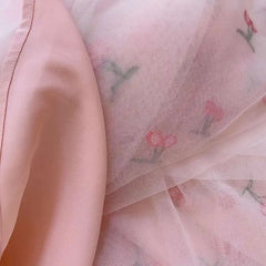 Lunivop 2025 Spring And Summer New Cherry Embroidery Dreamy Women Dress Tulle Fabric Sleeveless Elegant Dresses Female