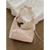 Lunivop Fairycore Floral Canvas Shoulder Bags Women Harajuku Drawstring Chic Casual Handbag Female Sweet Cute Messenger Bag Y2k