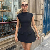 Lunivop Elegant Pretty Short Sleeve Party Ladies O Neck Zipper Mini Women'S Dresses Y2K