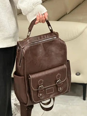 Lunivop Vintage Brown Backpacks Women Preppy Style Large Capacity Casual Mochila Schoolbag Female Retro Y2k Backpack Aesthetic
