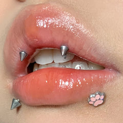 Lunivop 1pc Pink Claw Lip Stud Sweet Cool Ins Fashion Dripping Oil Titanium Steel Labret Piercing Cartilage Ear Bone Cute girl's Jewelry