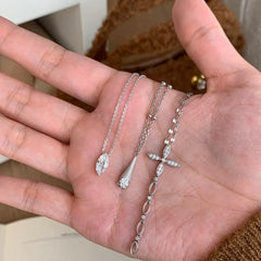 Lunivop New Fashion Cute Sweet Zirconia Cross Bow Pendant Necklace for Women Girls Dainty Layered Choker Necklace Party Jewelry Gift