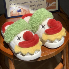 Lunivop Cute Santa Claus Cotton Slippers Women Winter Funny Warm Shoes Soft Plush Girls Indoor Home Floor Slides Ladies Plush Shoes Gift