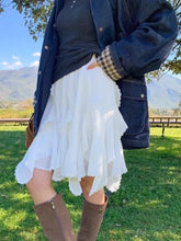 Lunivop Elegant Lace Tulle White Skirt Women Fairycore Sweet Korean Style Ruffle Short Skirts Vintage Irregular Layered Skirts