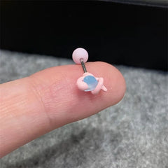 Lunivop 1Pcs Cute Heart-shaped Zircon Snake Piercing Small Earrings for Women Y2K Stainless Steel Ear Bone Nails Helix Piercing Jewelry