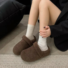 Lunivop Women Slippers Fur Flats Short Plush Mules Shoes New Women Cotton Shoes Suede Home Flip Flops Warm Shoes Zapatos De Mujer