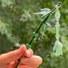 Lunivop Vintage Imitation Jade Bamboo Leaf Hair Stick Hairpin Headwear New Chinese Style Female Acrylic Hair Clasp Hair Accessories