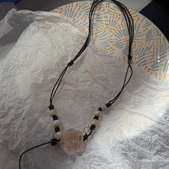 Lunivop Camellia Pendant Necklace Elegant Camellia Flower Choker Floral Jewelry Women