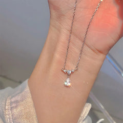 Lunivop New Trendy Simple Bling Zircon Water Drop Pendant Necklace for Women Glossy Copper Chain Sweet Elegant Luxury Party Wedding Gift