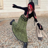 Lunivop High Street Contrast Color Printing Casual Mid-length Skirt Women Summer New Korean Lace Patchwork Sexy Slim Fishtail Skirt