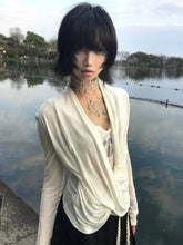 Lunivop Y2k Fairycore T Shirt Women Lace Patchwork Fake Two Pieces Tops Japanese 2000s Irregular Swing Collar Tee Tops E-girls