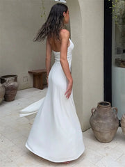 Lunivop Summer Fashion V-Neck Long Dress For Women High Waist Backless Slim Pleated Solid Elegant Party Dress Female Maxi Dress