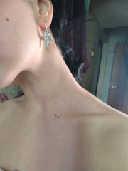 Lunivop Kpop Goth Punk Vintage Aesthetic Heart Zircon Cross Pendant Earring For Women Men Y2K Cool Grunge Charms EMO Jewelry Accessories