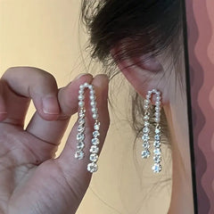 Lunivop Classic Rhinestone Earrings Ladies Imitation Pearls Long Drop Ear Korean Jewelry Accessories Exaggerated Trendy Pendientes Jewel