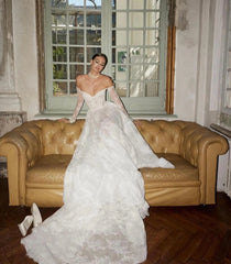 Lunivop Lace Wedding Dress Vestido De Novia Manga Larga Sencillo y Elegante Vestidos Para Por La Iglesia Boda Noivas Robe Mariee