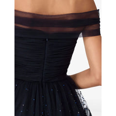 Lunivop Ball Gown Prom Dresses Off The Shoulder Tulle Sequined Party Gowns for Women Formal Long Evening Dress