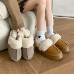 Lunivop Hairy Slippers Women Wear New Autumn Winter Korean Version of Muffin Thick Bottom Large Size Bao Head Half Slippers Zapatos