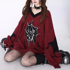 Lunivop Gothic Y2k Sweater Women Harajuku Vintage Punk Long Sleeve Knitted Pullover Grunge Fashion Streetwear Oversize Sweaters