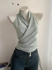 Lunivop Sexy Bandage Slim Tanks Women Fashion Casual V Neck Design Halter Tanks Korean Retro Streetwear Female Summer Elegant Tops