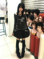 Lunivop Y2k Japanese T Shirt Women Patchwork Fake Two Pieces Tops Streetwear Vintage Grunge Graphic Tops Autumn American Retro