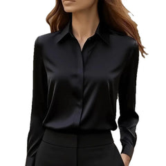 Lunivop New Women Shirt, Autumn Solid Color Lapel Long Sleeve Button Shirt Top