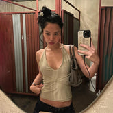 Lunivop Korean Fashion Casual Backless Tank Top Sexy Sleeveless Halter Camis Tank Tops Summer Streetwear Slim Fit Retro Vest