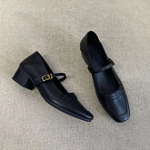 Lunivop Woman's Mary Jane Shoes Retro Square Toe Buckle Strap Shallow Chunky Heel Shoes Comfortable Soft Daily Versatile Casual Pumps