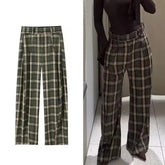Lunivop Plaid Wide Leg Pants for Women Mid Waist Loose Pants Woman Streetwear Casual Women's Pants Holiday Vintage Trousers Womens