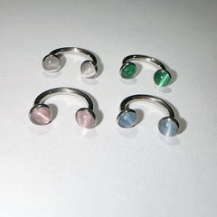 Lunivop Cute Opal Inner Teeth Lip Ring Glue Dripping Oil Lip Nose Pierced Titanium Steel Internal Thread Ear Traugs Conch Piercing