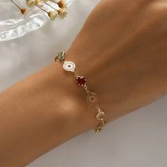 Lunivop New Fashion Boho Colorful Crystal Bracelet for Women Exquisite Alloy Chain Sweet Elegant Beach Party Jewelry Girlfriend Gifts