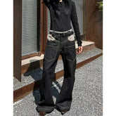 Lunivop Black High Waist Women Jeans Hip-hop Style Fashion Vintage Streetwear Y2K Wide Leg Jean Female Trouser Baggy Denim Pants
