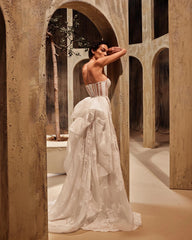 Lunivop Sweetheart White Evening Dress Applique Floral Woman Clothes Asymmetrical Wedding Dresses Lace Bride Gowns Ever Pretty Dresses