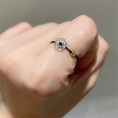 Lunivop New Trendy Simple Flower Coins Adjustable Woven Rope Ring for Women Niche Design Wealth Ring Cool Party Jewelry Gifts