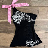 Lunivop American Vintage Print Black Vest for Women Y2k Sexy Off Shoulder Camisole T-shirts 2205 Summer New Slim Waist Tank Top