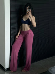 Lunivop New High Waist Yoga Pants Women's Loose Fit Pilates Fitness Sports Long Trousers Comfortable Drape Straight Leg Pants Streetwear