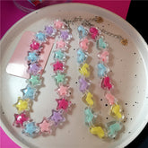 Lunivop Kpop Harajuku Pink Purple Candy Acrylic Heart Star Beaded Choker Necklace Egirl Goth EMO Y2k 2000s Vintage Aeathetic Accessories