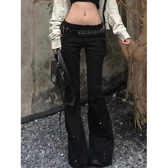 Lunivop Women Black Gothic Baggy Jeans Harajuku Oversize Denim Trousers Japanese 2000s Style Y2k Vintage Jean Pants Trashy Clothes 2025