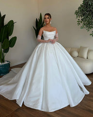 Lunivop Elegant Boat Neck Off Shoulder Beaded Sequin A Line Wedding Dress Backless Illsuion Court Train Tulle Bridal Gown For Women