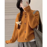 Lunivop Women's Knit Cardigan Sweater Button-up Stand Collare Soft Woolen Pointelle Sweater Jacket Coat Korean Autumn Winter Outfit