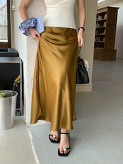 Lunivop Water Wave Pleated Midi Skirt Women Summer High Waist Slim Mermaid Skirts Korean Style Fashion Long Skirt Female Clothes 2025