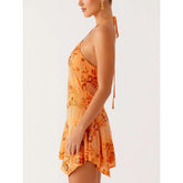 Lunivop Sequins Floral Dress y2k Women Beaded Spaghetti Strap Sleeveless Halter Neck A Line Dress 2000s Cocktail Party Dresses