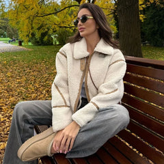 Lunivop Fashion Winter Warm Lambwool Jacket Women Long Sleeve Zipper Jackets Coat Female Autumn Casual Lapel Coat
