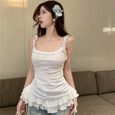 Lunivop French Sexy Square Neck Slip Dress Women Elegant Slim White Ruffle Hip Dresses Y2k Korea Chic Design Party Dress Tops 2025 New