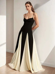 Lunivop Women Fashion Strapless Dress Chest Wrapping Backless Contrast Color Waist Retraction Ankle-length Dresses Spring 2025 New