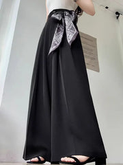 Lunivop Chic Lace Up Suit Wide Leg Pant Women Elegant Loose High Waist Bow Trousers Korean Fashion Female Casual Sweet Pants New